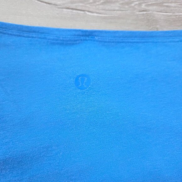 Lululemon Back In Action Pima Cotton Blue Boat Neck Top Womens Size 20 - Picture 8 of 16